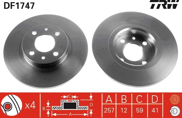 TRW DF1747 - Bremsscheibe alexcarstop-ersatzteile.com