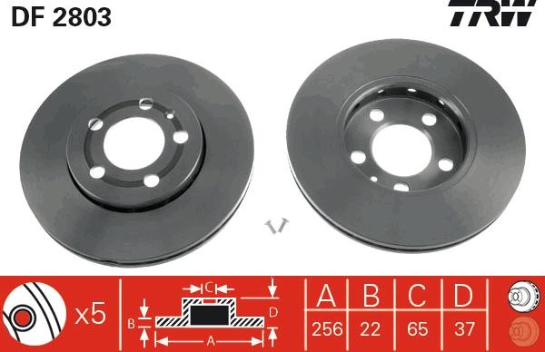 TRW DF2803 - Bremsscheibe alexcarstop-ersatzteile.com