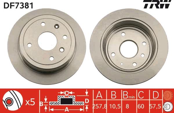 TRW DF7381 - Bremsscheibe alexcarstop-ersatzteile.com