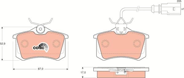 TRW GDB1415 - Bremsbelagsatz, Scheibenbremse alexcarstop-ersatzteile.com