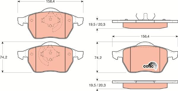 TRW GDB1200 - Bremsbelagsatz, Scheibenbremse alexcarstop-ersatzteile.com