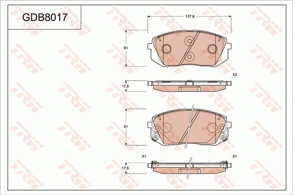 TRW GDB8017AT - Bremsbelagsatz, Scheibenbremse alexcarstop-ersatzteile.com