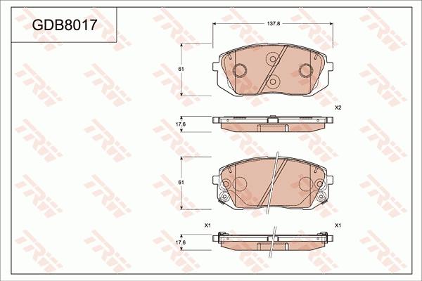 TRW GDB8017 - Bremsbelagsatz, Scheibenbremse alexcarstop-ersatzteile.com