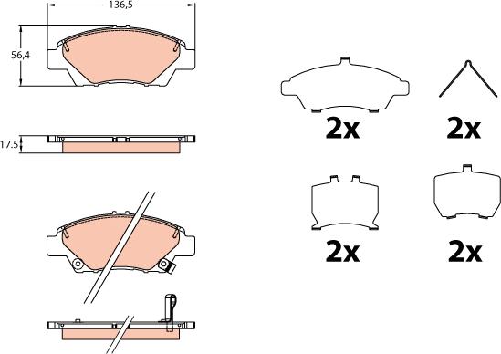 TRW GDB3643 - Bremsbelagsatz, Scheibenbremse alexcarstop-ersatzteile.com