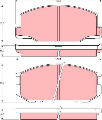 TRW GDB216 - Bremsbelagsatz, Scheibenbremse alexcarstop-ersatzteile.com