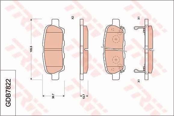 TRW GDB7822DT - Bremsbelagsatz, Scheibenbremse alexcarstop-ersatzteile.com