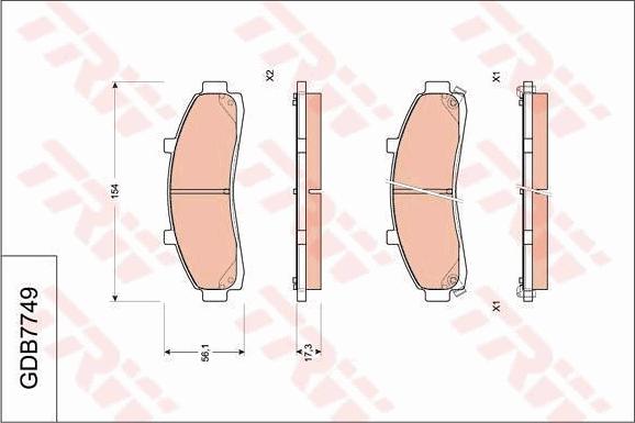 TRW GDB7749 - Bremsbelagsatz, Scheibenbremse alexcarstop-ersatzteile.com