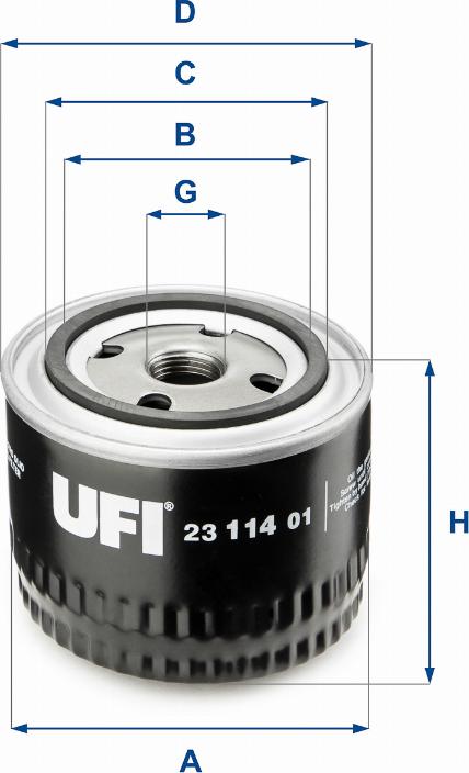 UFI 23.114.01 - Ölfilter alexcarstop-ersatzteile.com