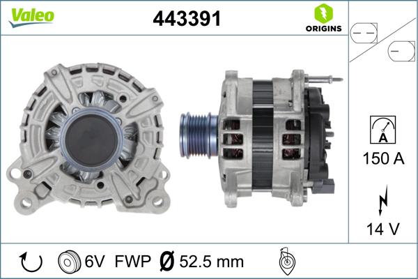 Valeo 443391 - Generator alexcarstop-ersatzteile.com