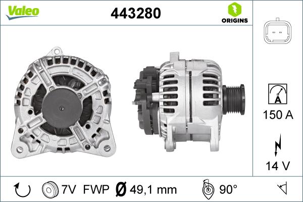 Valeo 443280 - Generator alexcarstop-ersatzteile.com