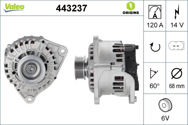 Valeo 443237 - Generator alexcarstop-ersatzteile.com