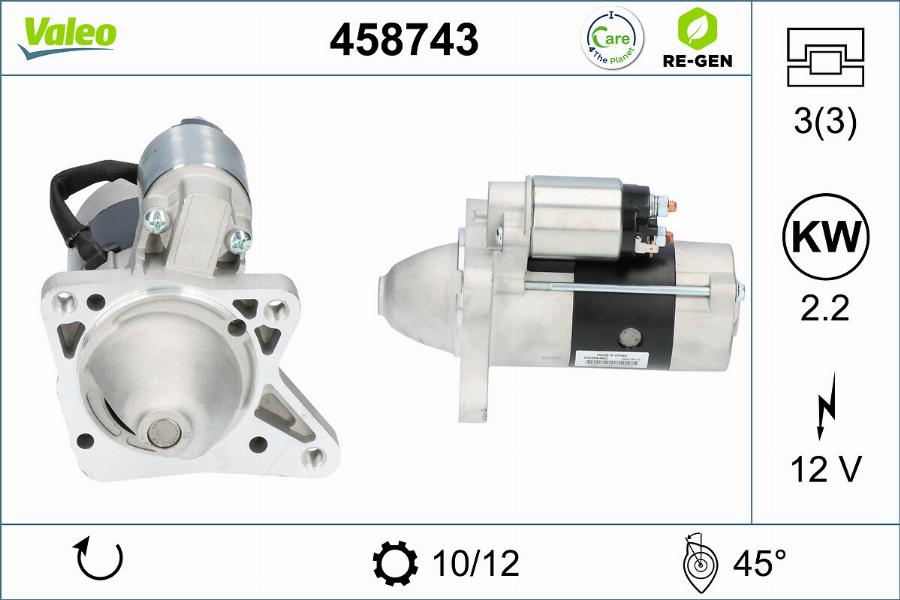 Valeo 458743 - Starter alexcarstop-ersatzteile.com