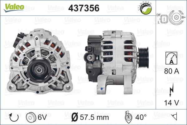 Valeo 437356 - Generator alexcarstop-ersatzteile.com