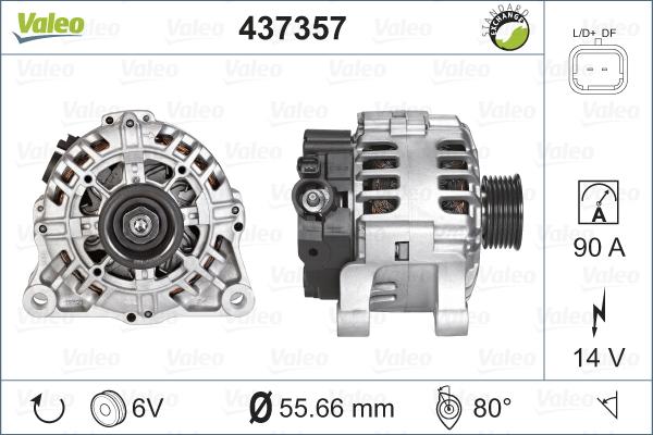 Valeo 437357 - Generator alexcarstop-ersatzteile.com