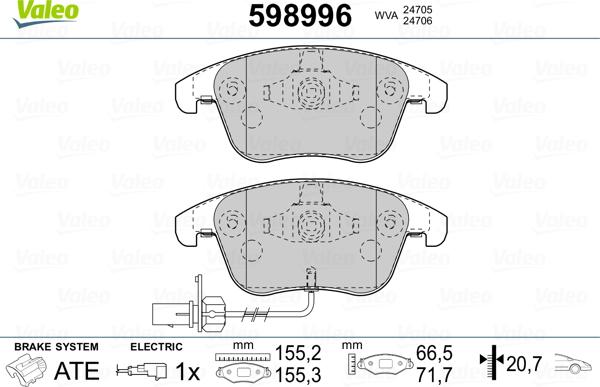 Valeo 598996 - Bremsbelagsatz, Scheibenbremse alexcarstop-ersatzteile.com