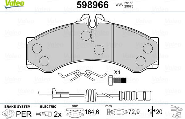 Valeo 598966 - Bremsbelagsatz, Scheibenbremse alexcarstop-ersatzteile.com