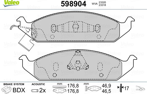 Valeo 598904 - Bremsbelagsatz, Scheibenbremse alexcarstop-ersatzteile.com