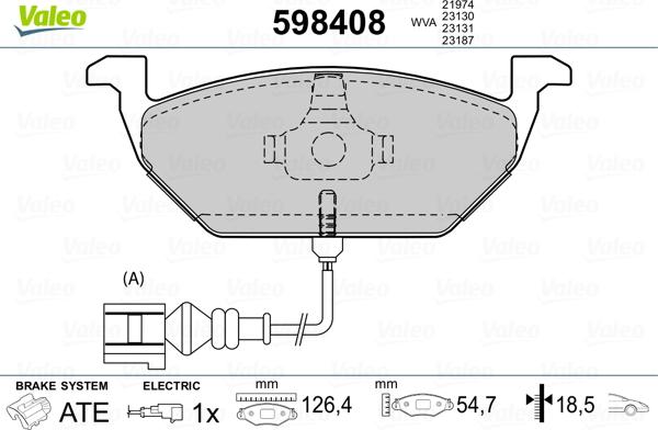 Valeo 598408 - Bremsbelagsatz, Scheibenbremse alexcarstop-ersatzteile.com