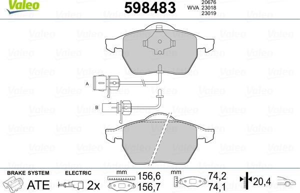 Valeo 598483 - Bremsbelagsatz, Scheibenbremse alexcarstop-ersatzteile.com