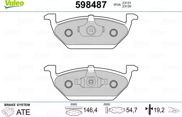 Valeo 598487 - Bremsbelagsatz, Scheibenbremse alexcarstop-ersatzteile.com