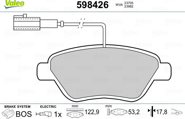 Valeo 598426 - Bremsbelagsatz, Scheibenbremse alexcarstop-ersatzteile.com