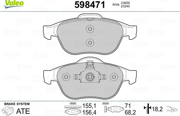 Valeo 598471 - Bremsbelagsatz, Scheibenbremse alexcarstop-ersatzteile.com