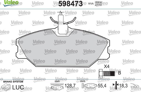 Valeo 598473 - Bremsbelagsatz, Scheibenbremse alexcarstop-ersatzteile.com