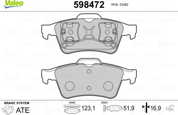 Valeo 598472 - Bremsbelagsatz, Scheibenbremse alexcarstop-ersatzteile.com