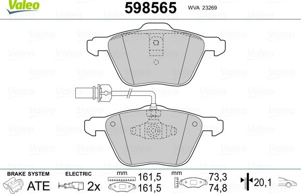 Valeo 598565 - Bremsbelagsatz, Scheibenbremse alexcarstop-ersatzteile.com