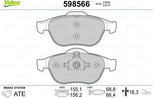 Valeo 598566 - Bremsbelagsatz, Scheibenbremse alexcarstop-ersatzteile.com