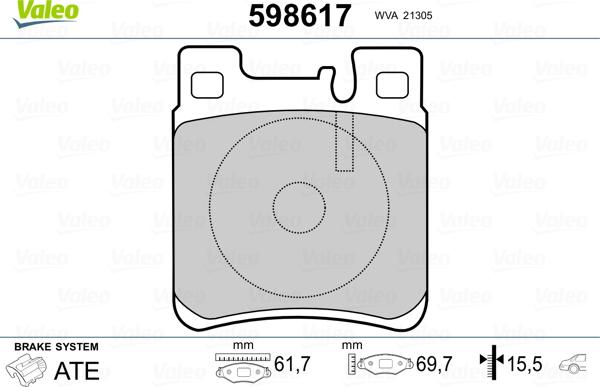 Valeo 598617 - Bremsbelagsatz, Scheibenbremse alexcarstop-ersatzteile.com