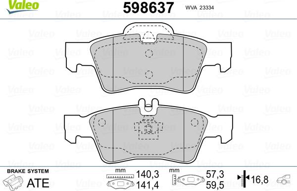 Valeo 598637 - Bremsbelagsatz, Scheibenbremse alexcarstop-ersatzteile.com