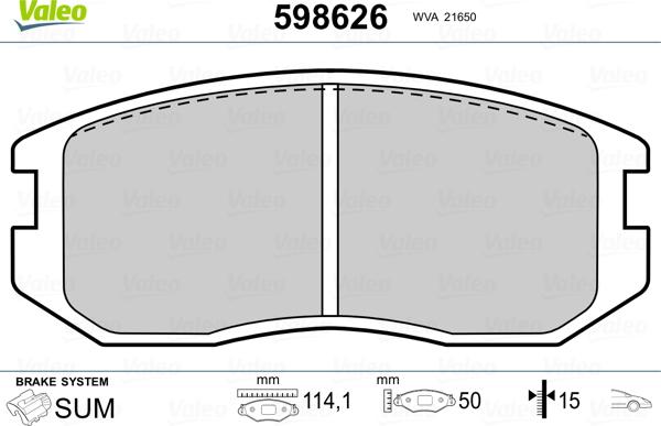 Valeo 598626 - Bremsbelagsatz, Scheibenbremse alexcarstop-ersatzteile.com