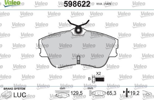 Valeo 598622 - Bremsbelagsatz, Scheibenbremse alexcarstop-ersatzteile.com