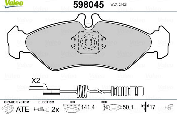 Valeo 598045 - Bremsbelagsatz, Scheibenbremse alexcarstop-ersatzteile.com