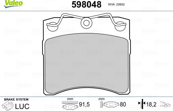 Valeo 598048 - Bremsbelagsatz, Scheibenbremse alexcarstop-ersatzteile.com