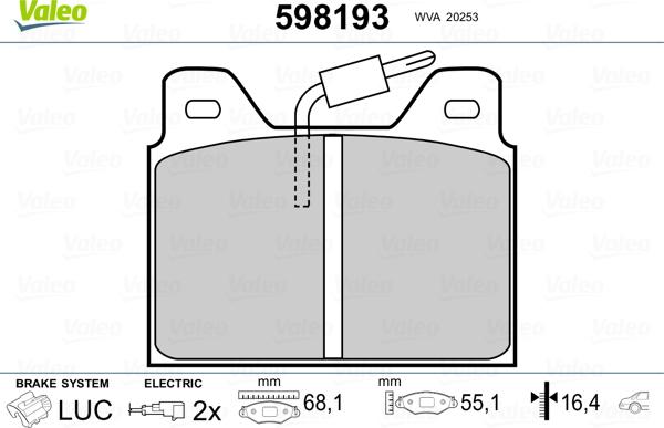 Valeo 598193 - Bremsbelagsatz, Scheibenbremse alexcarstop-ersatzteile.com