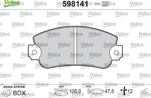 Valeo 598141 - Bremsbelagsatz, Scheibenbremse alexcarstop-ersatzteile.com