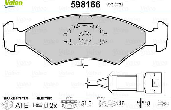 Valeo 598166 - Bremsbelagsatz, Scheibenbremse alexcarstop-ersatzteile.com