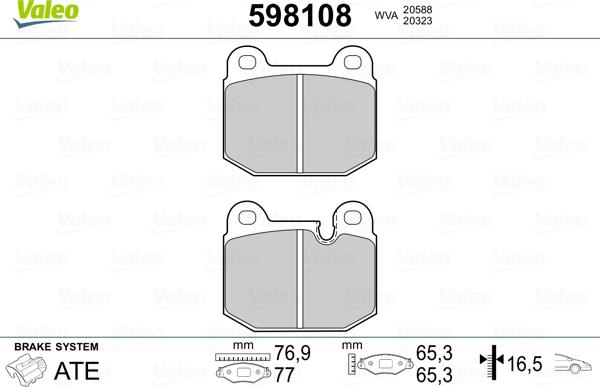 Valeo 598108 - Bremsbelagsatz, Scheibenbremse alexcarstop-ersatzteile.com