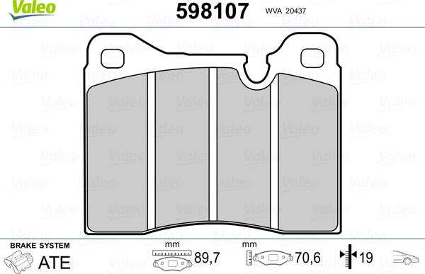 Valeo 598107 - Bremsbelagsatz, Scheibenbremse alexcarstop-ersatzteile.com