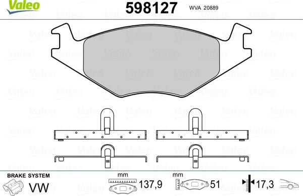 Valeo 598127 - Bremsbelagsatz, Scheibenbremse alexcarstop-ersatzteile.com