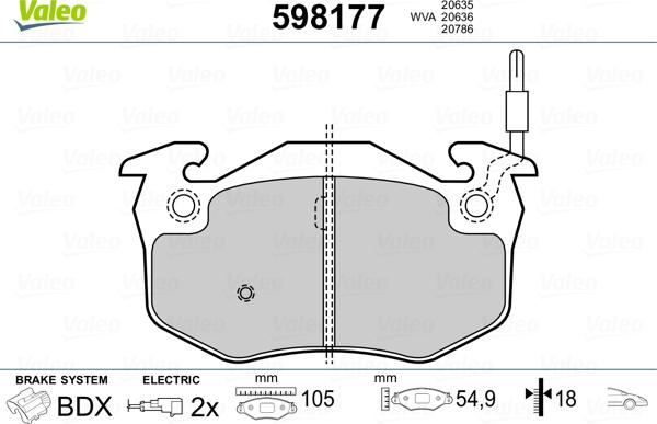 Valeo 598177 - Bremsbelagsatz, Scheibenbremse alexcarstop-ersatzteile.com