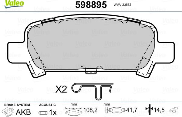 Valeo 598895 - Bremsbelagsatz, Scheibenbremse alexcarstop-ersatzteile.com