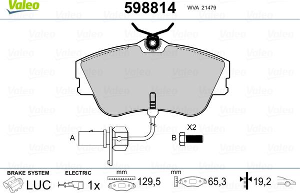 Valeo 598814 - Bremsbelagsatz, Scheibenbremse alexcarstop-ersatzteile.com