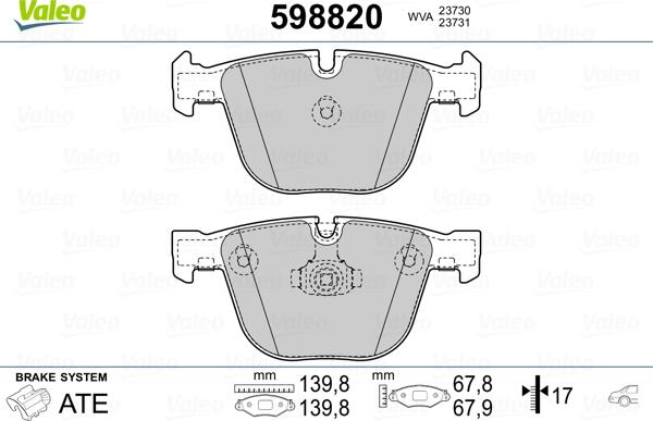 Valeo 598820 - Bremsbelagsatz, Scheibenbremse alexcarstop-ersatzteile.com