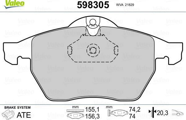 Valeo 598305 - Bremsbelagsatz, Scheibenbremse alexcarstop-ersatzteile.com