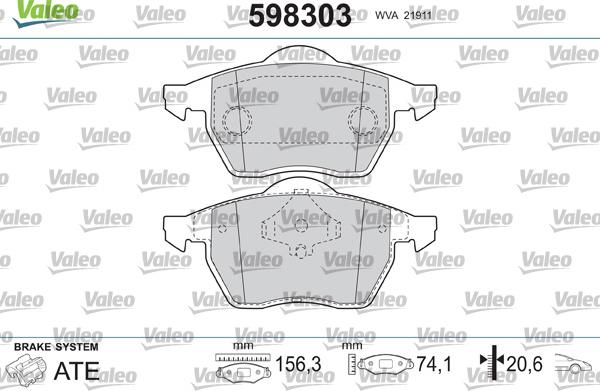 Valeo 598303 - Bremsbelagsatz, Scheibenbremse alexcarstop-ersatzteile.com