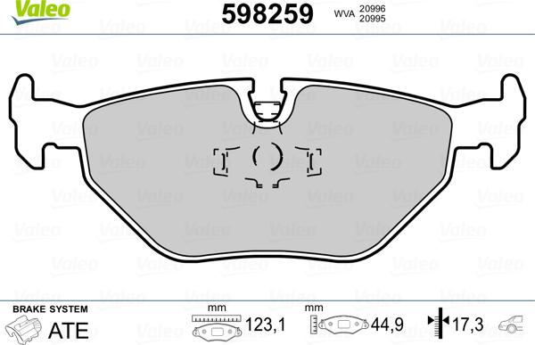 Valeo 598259 - Bremsbelagsatz, Scheibenbremse alexcarstop-ersatzteile.com