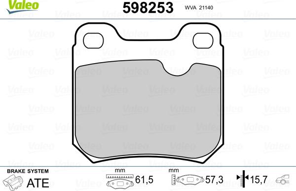 Valeo 598253 - Bremsbelagsatz, Scheibenbremse alexcarstop-ersatzteile.com